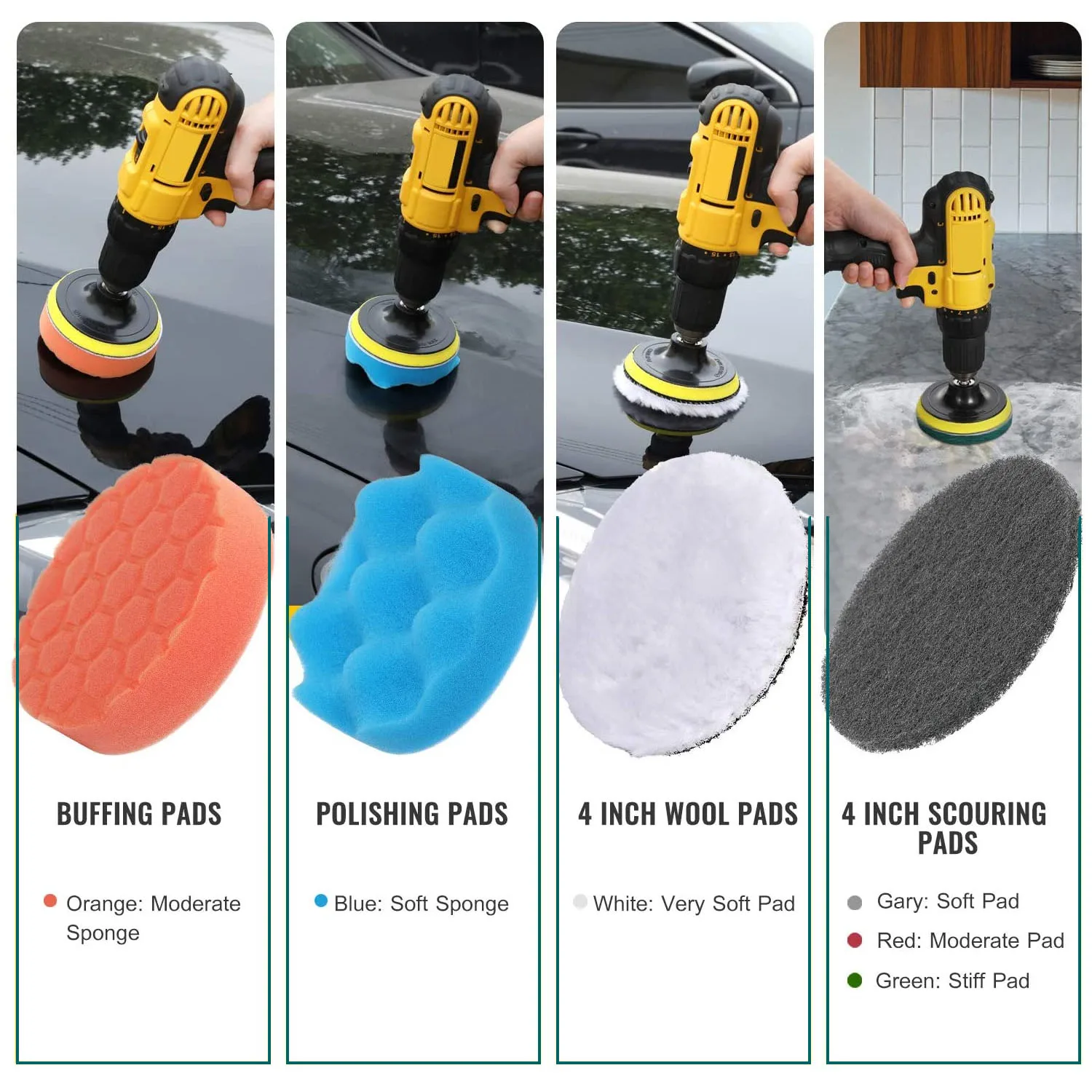 Drill Brush Set for drill Shower Tile and Grout All Purpose Power Scrubber Cleaning Kit Power Scrubber Brush Pad Sponge Kit