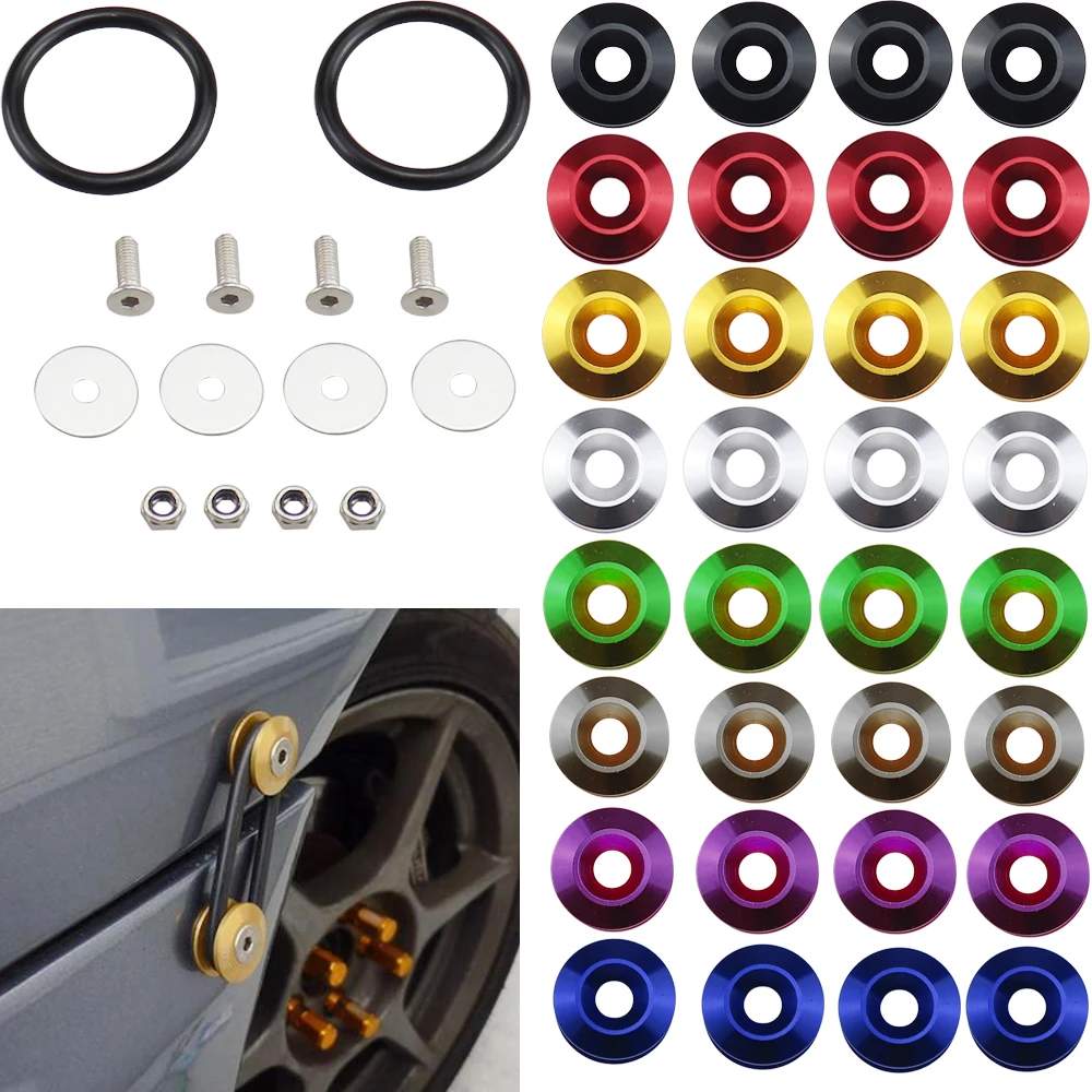 1 Set Aluminum Car Bumper Quick Release Fasteners Kit Fender Washer For BMW e60 e90 Honda Civic Subaru Impreza & Universal  JDM