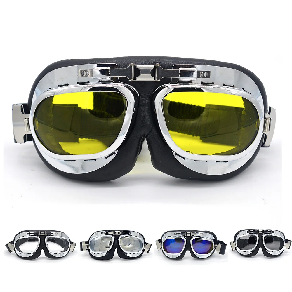 Retro Motorcycle Goggles Glasses Vintage Moto Classic Goggles for Harley Pilot Steampunk ATV Bike Copper Helmet