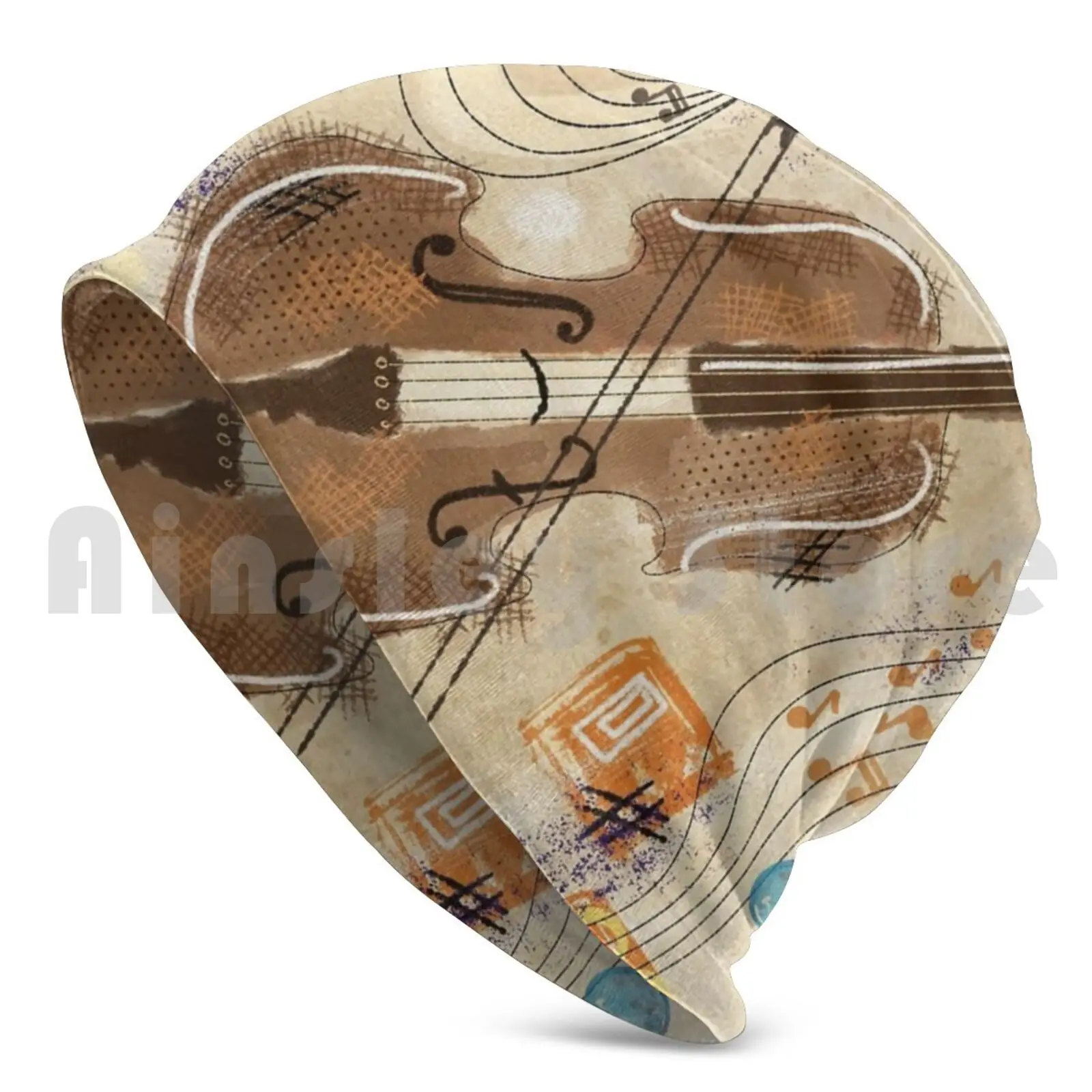 Abstract Cello Beanie Hedging Cap DIY Print Cushion Abstract Cello Music Musician Instrument