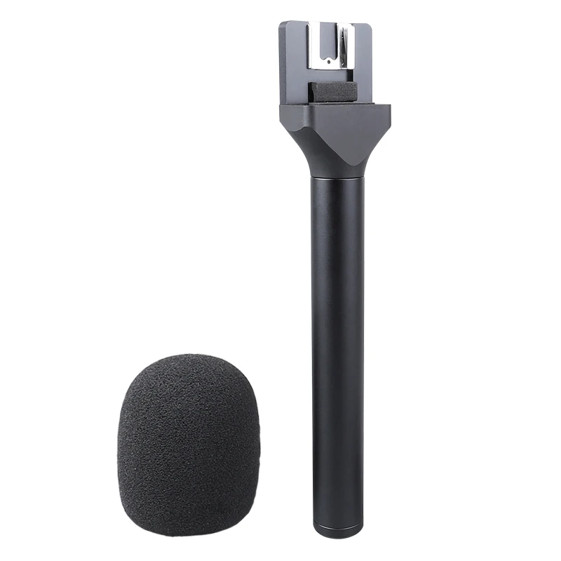 Relacart Wireless Microphone holder interview Handheld transmitter cold shoe Handle Grip with Windscreen for Interview Recording