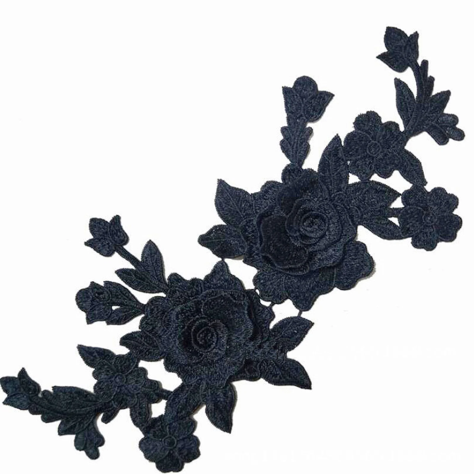 1 Pc nero bianco 3D rose fiori ricamo cucire su toppe cucito Applique ricamato vestiti fai da te