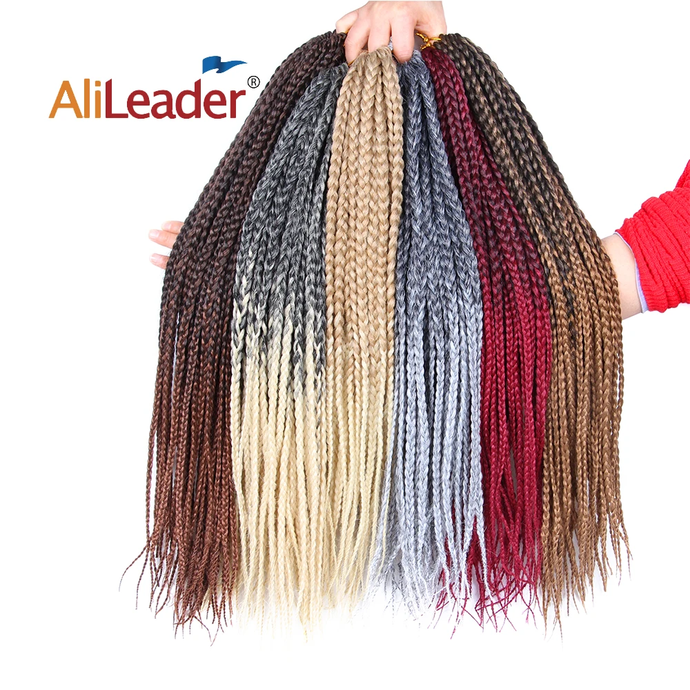 AliLeader sintético 12 16 20 24 30 pulgadas 22 hebras/paquete de trenzas de ganchillo Ombre trenzado de pelo caja de ganchillo trenzas extensión de