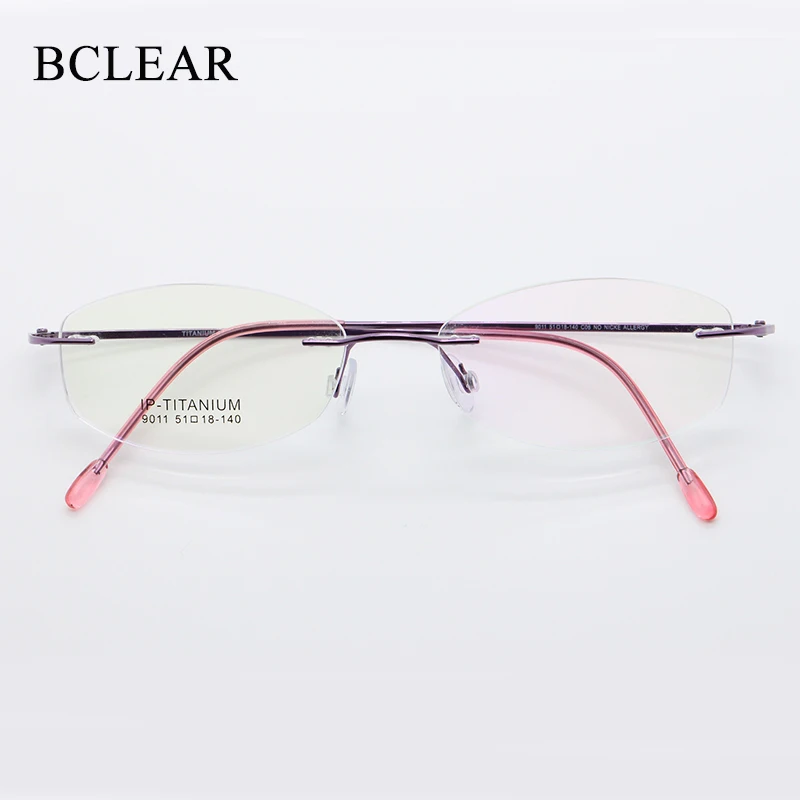 

BCLEAR Ultralight Women Memory Titanium Rimless Frames IP Titanium Quality Frameless Fashion Optical Frame Prescription Eyewear