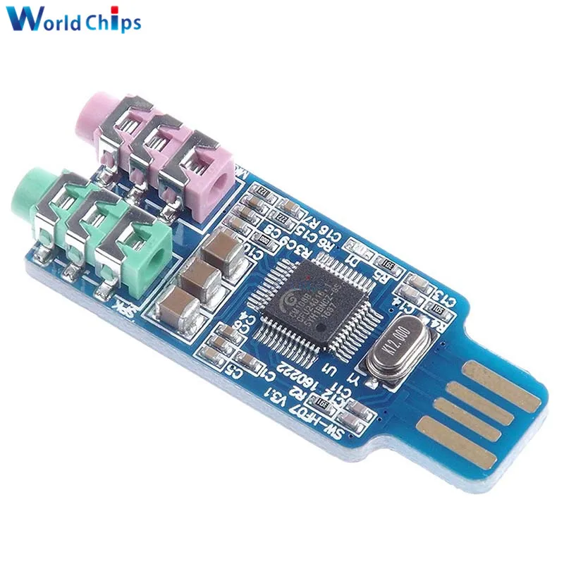 CM108 USB Sound Card Module Free Driver for Laptop Computer External Sound Card Chip Board with 3.5mm Microphone Jack