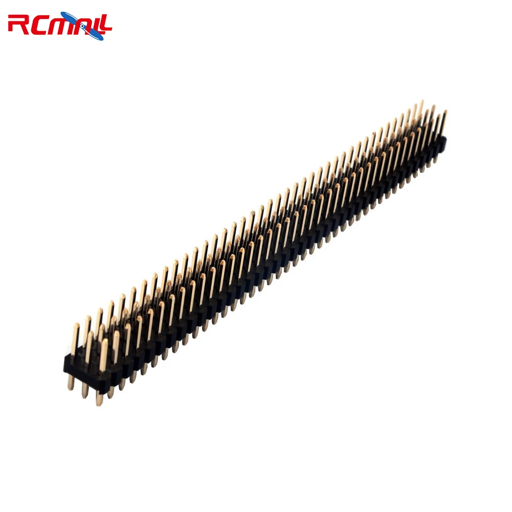 RCmall 10 Buah 3X40P 2.54Mm Pitch PCB Pin Header Pria Tiga Baris Lurus Pin Persegi Melalui Lubang Emas Flash Tiga Baris Ruang