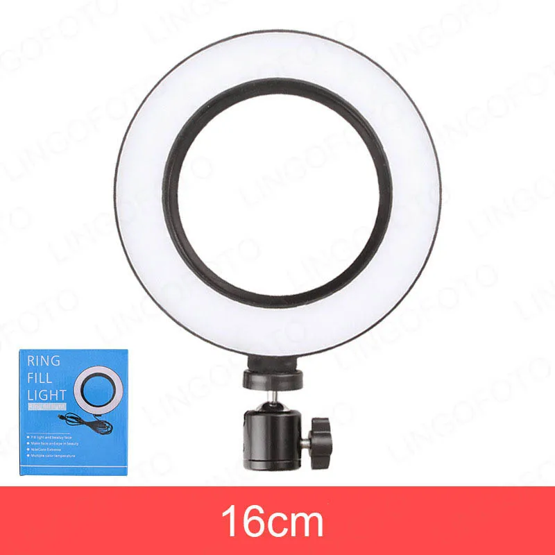 16cm 6 "6 pollici Live Stream dimmerabile LED Ring Light con 1/4" testa a sfera treppiede per fotocamera Studio Selfie fotografia foto