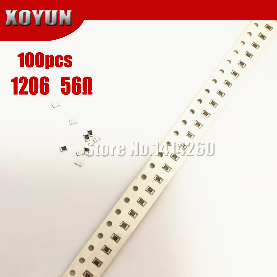 100 piezas 1206 SMD resistencia 1% 56 ohm resistencia de chip 0,25 W 1/4W 56R