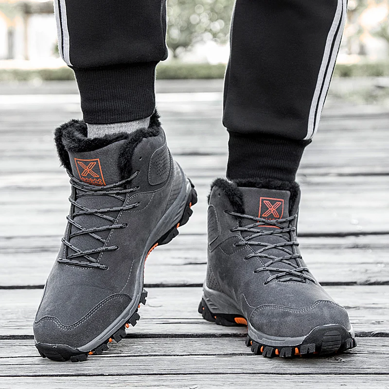 SMS Men Shoes Winter Sneakers Middle-aged Warm Cotton Hiking Shoes Tactical Boots With Fur Outdoor Mountain Hiking Boot Unisex