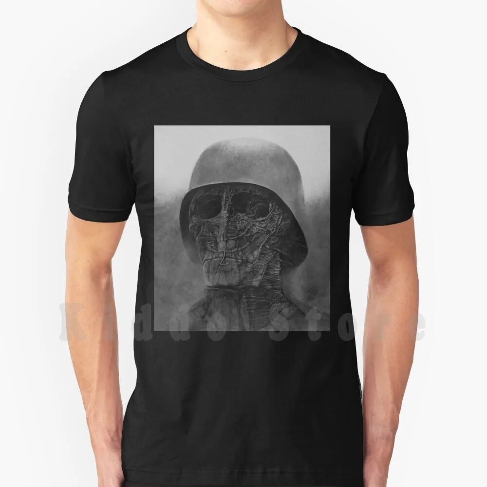 Untitled ( Soldier V2 ) , By Polish Painter Zdzis ? Aw Beksiński. T Shirt Cotton Men DIY Print Cool Tee Zdzislaw Beksinski