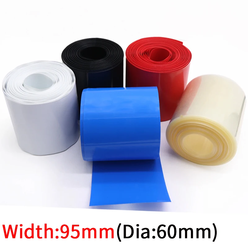 

Dia 60mm PVC Heat Shrink Tube Width 95mm Lithium Battery Insulated Film Wrap Protection Case Pack Wire Cable Sleeve