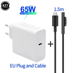 PD USB Type C Charger Apdater for Microsoft Surface Pro 6/5/4/3 Go Book Tablet Compatible 15V/12V 4A 3A 65W 44W Charging Cable