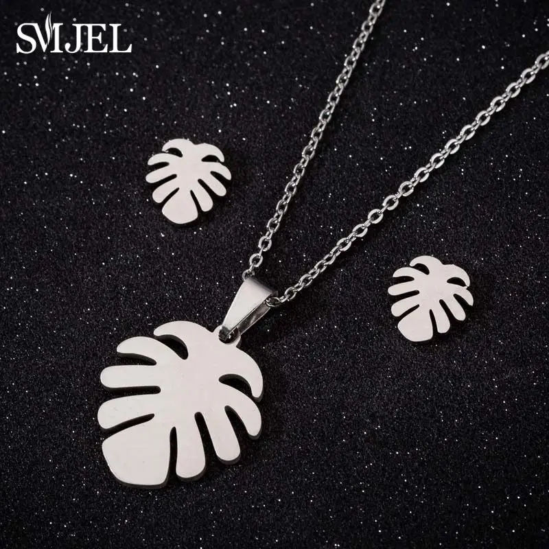 Women's Stainless Steel Coconut Tree Necklace & Earrings Set