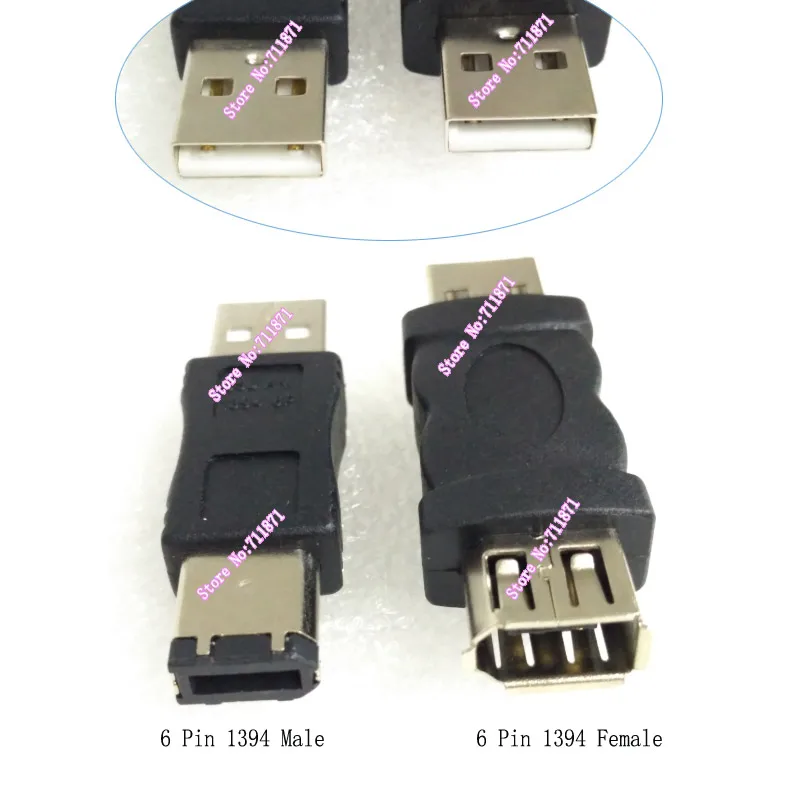 USB2.0 to 1394 Adapter Connector USB Male 6Pin 1394 Female Connector Usb2.0 Male 6P Firewire IEEE 1394 Male Adapter Usb2.0 1394