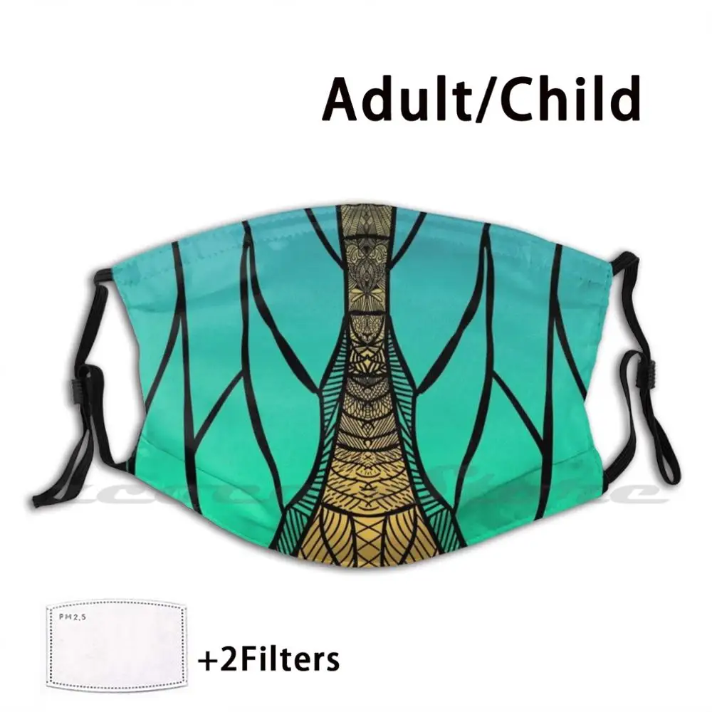 Intricate Cicada Custom Pattern Washable Filter Pm2.5 Adult Kids Mask Cicada Fly Bug Stained Glass Gradient Colourful Colorful