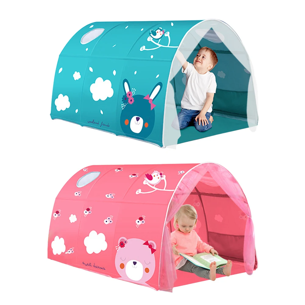 

Bed Canopy Dream Kids Play Tents Playhouse Privacy Space Boys Girls Toddlers Pop Up Portable Frame Curtains Bed Tent Indoor Toys