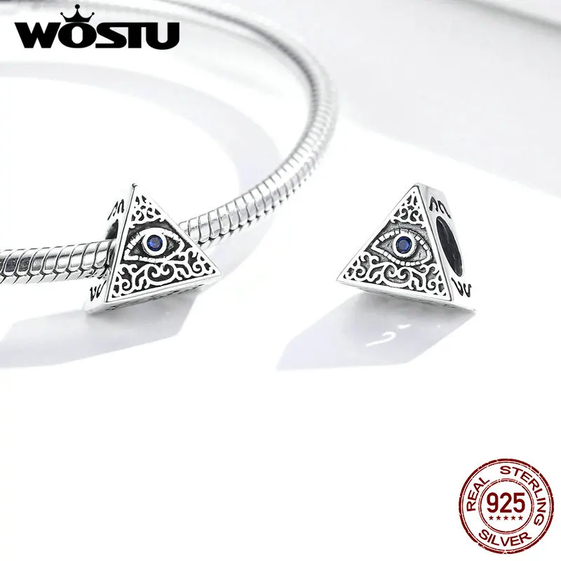 

WOSTU 100% Real 925 Sterling Silver Devil' s Eye Charm Beads Fit Original DIY Bracelet Pendants Necklace Fashion Jewelry FIC1567