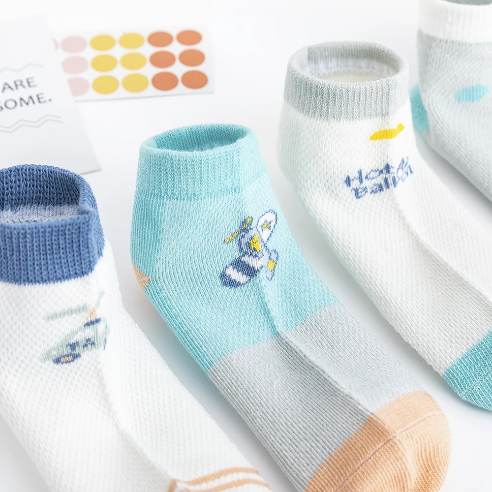 5Pairs/lot Baby Socks Summer Spring Cotton Kids Socks Cars Lovely Socks Boys Girls Cute Thin Socks