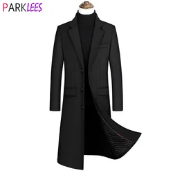 2023 Nieuwe Extra Lange Wollen Trenchcoat Mannelijke Winter Merk Mens Kasjmier Jas Slim Fit Wollen Peacoat Windbreaker Manteau Homme 4XL