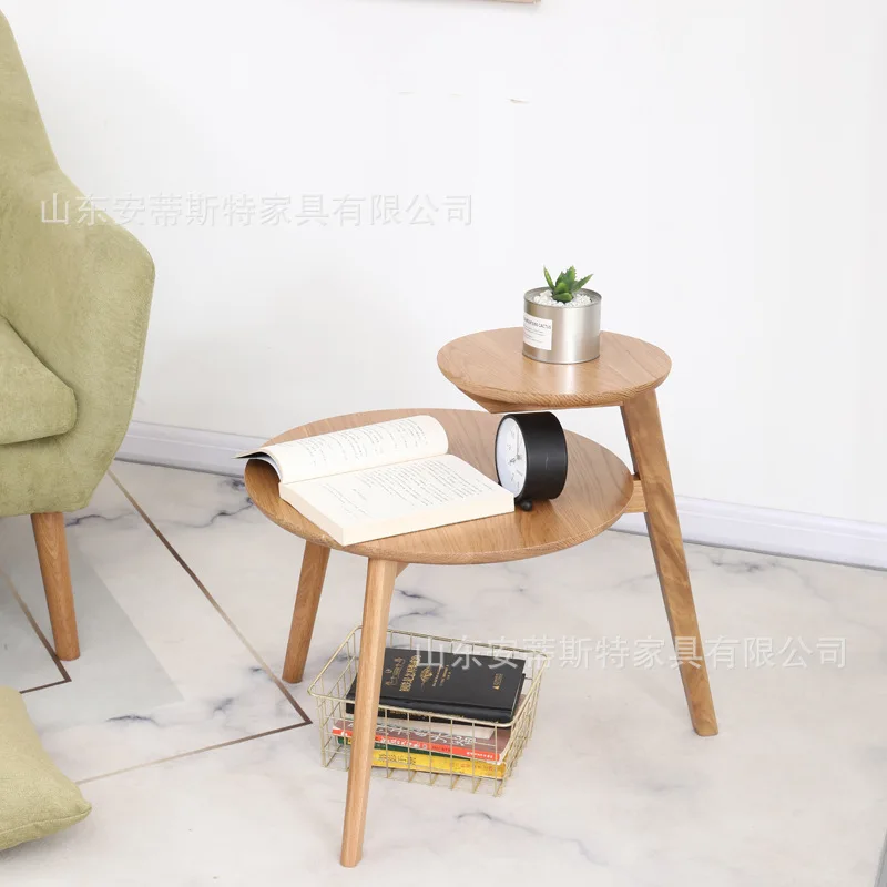 

Nordic Living Room Auxiliary Tables Small Salon Round Coffee Table Furniture Transformer 2 Layers Laptop Desk Sofa Side Table