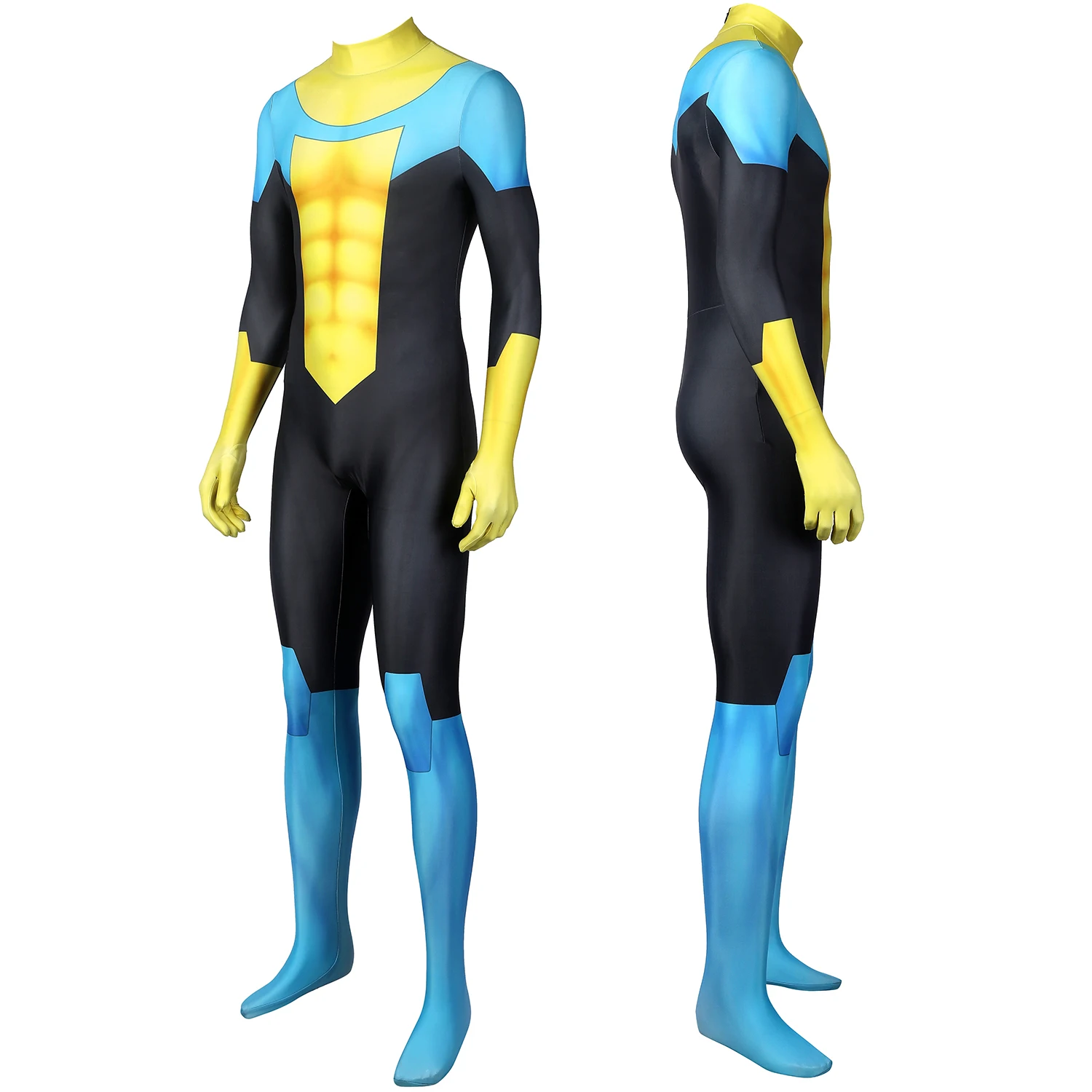 Cartoon Invincible Cosplay Costume Superhero Mark Grayson Bodysuit Halloween Masquerade Cool Print Zentai Clothing