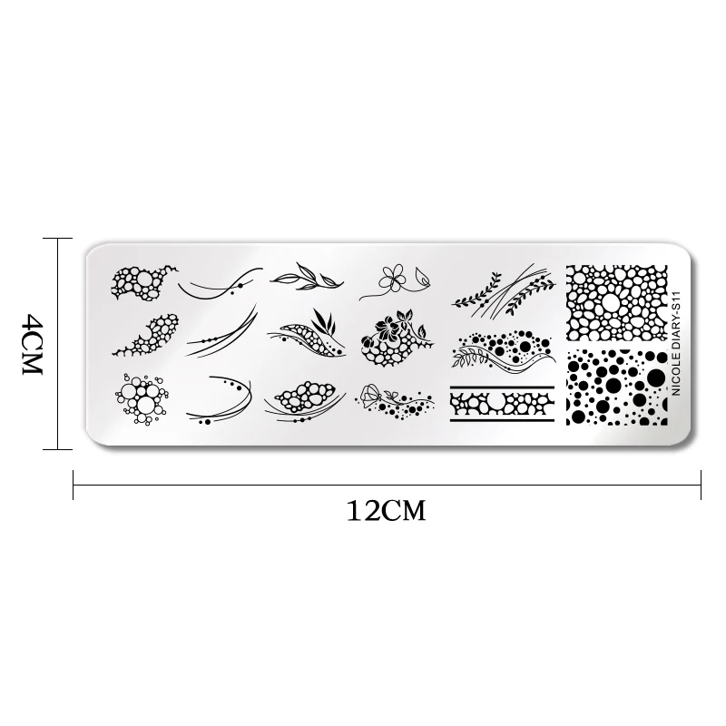 NICOLE DIARY Foam Bubble Effect Nail Stamping Plates Flower Leaf Line Design Stamp for Nails Printing Stencil Templates