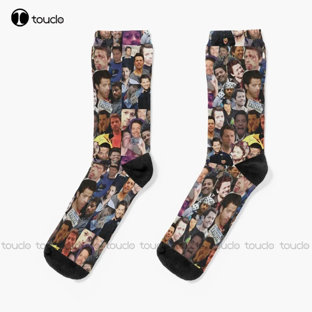 

Misha Collins Collage Misha Collins Castiel Supernatural Actor Tv Show Socks Boot Socks For Women 360° Digital Print Fashion New