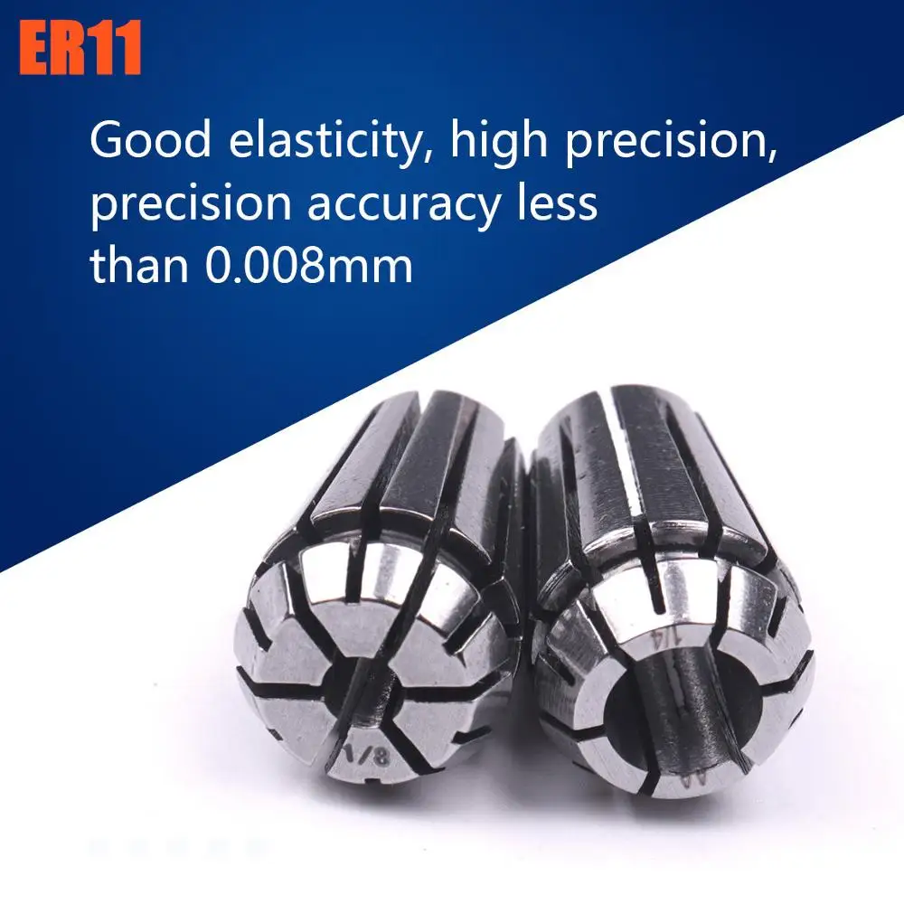 65Mn Spring Steel ER11 1/4 Inch 1/8 Inch Spring Collet High Precision Collet Set for CNC Engraving Machine & Milling Lathe Tool