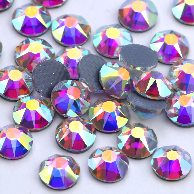 New Cut Facets 8 big 8 small hot back SS10-SS40 Crystal AB Iron On Rhinestone Hot Fix Rhinestones for Clothing Strass