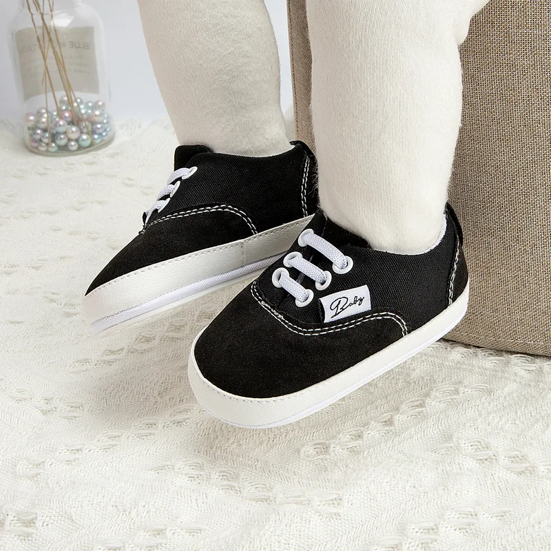 Newborn Baby Shoes Boys Girls Toddler Shoes Canvas Toddler Sneakers Rubber Non Slip Soft Sole Infant First Walkers 0-18 Months