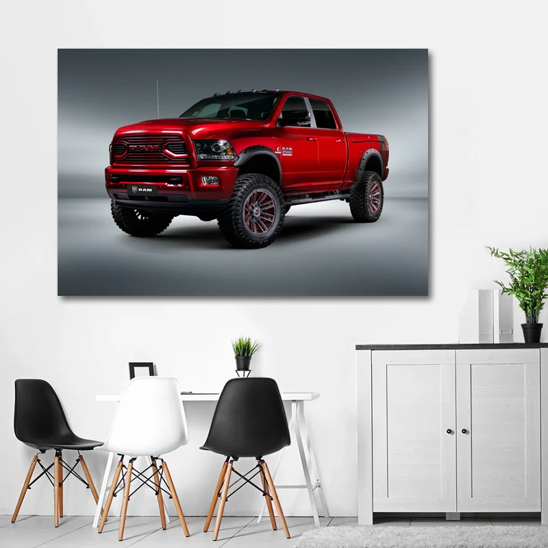 Dodge Ram Trucks Pickup Red Car Wall Art Picture Vehicle Posters and Prints Canvas Painting For Living Room Decor