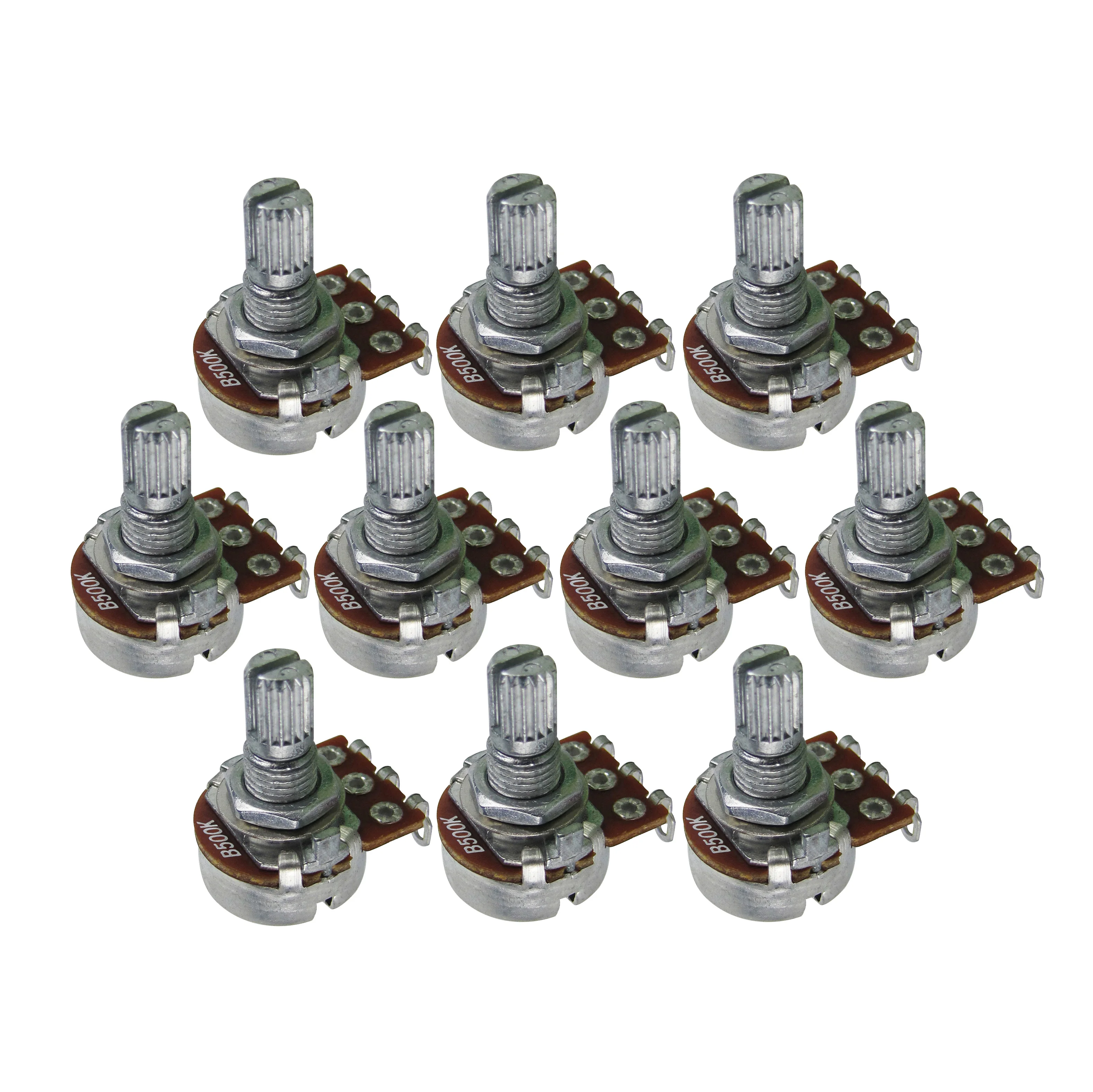 FLEOR 10pcs Mini Guitar Potentiometer B500K Linear Taper Tone Control Pots Short Split Shaft 15mm