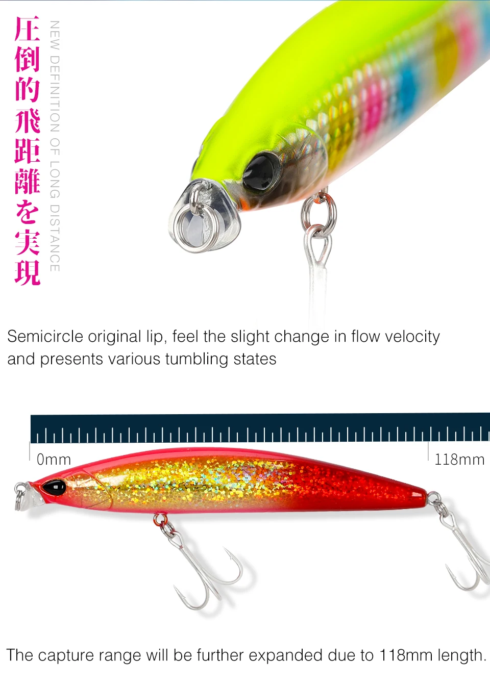 TSURINOYA Meeresfischköder 118F Shallow Range Floating Minnow 118 mm 19 g DW95 Long Casting Magnet Gravity System Harter Köder – Detail 9