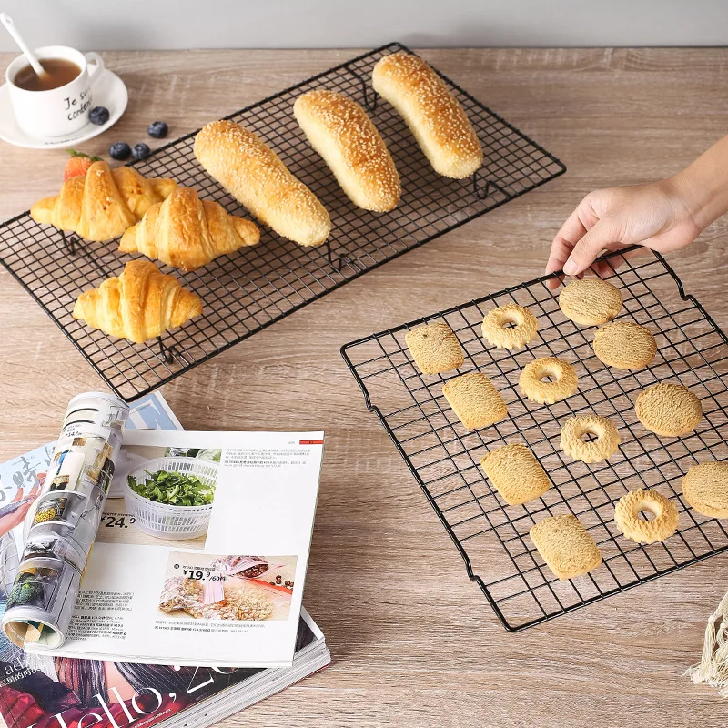 Rectangle Stainless Steel Baking Cooling Rack Wire Grid Pizza Cake Stand Non-stick Bread Biscuit Food Tray Kitchen Accessories