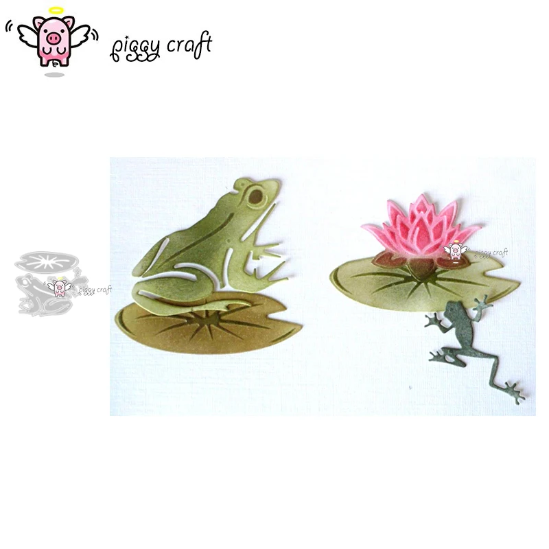 Piggy Craft metal cutting dies cut die mold Frog lotus leaf Scrapbook paper craft knife mould blade punch stencils dies