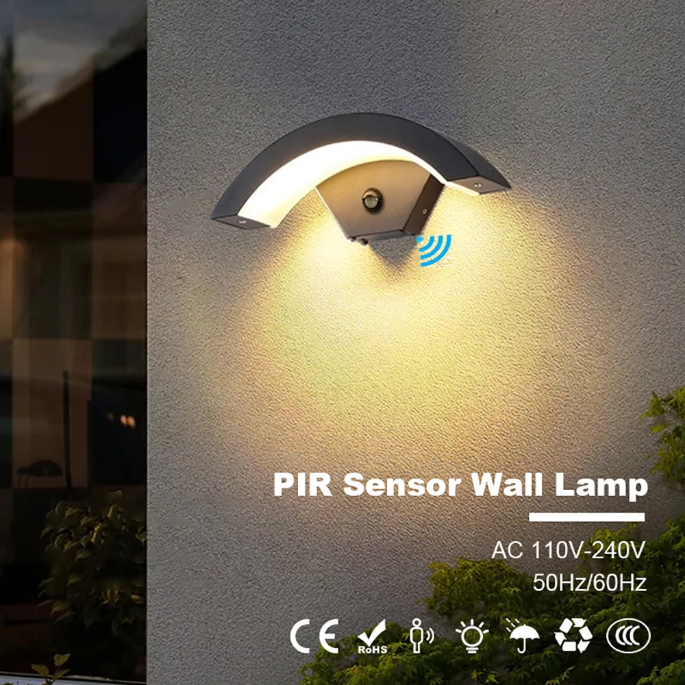 

PIR Motion Sensor LED Wall Light 10W Outdoor Waterproof IP65 Aluminum Wall Light AC110-240V Garden Porch Balcony Stairs Corridor