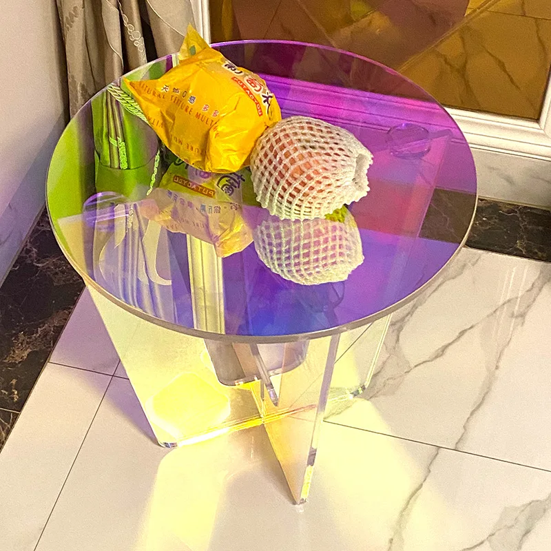 Fashion Acrylic Side Table Display Stand Colorful Coffee Table Hotel Bar Desk Living Room Bedroom Balcony Furniture Tea Table