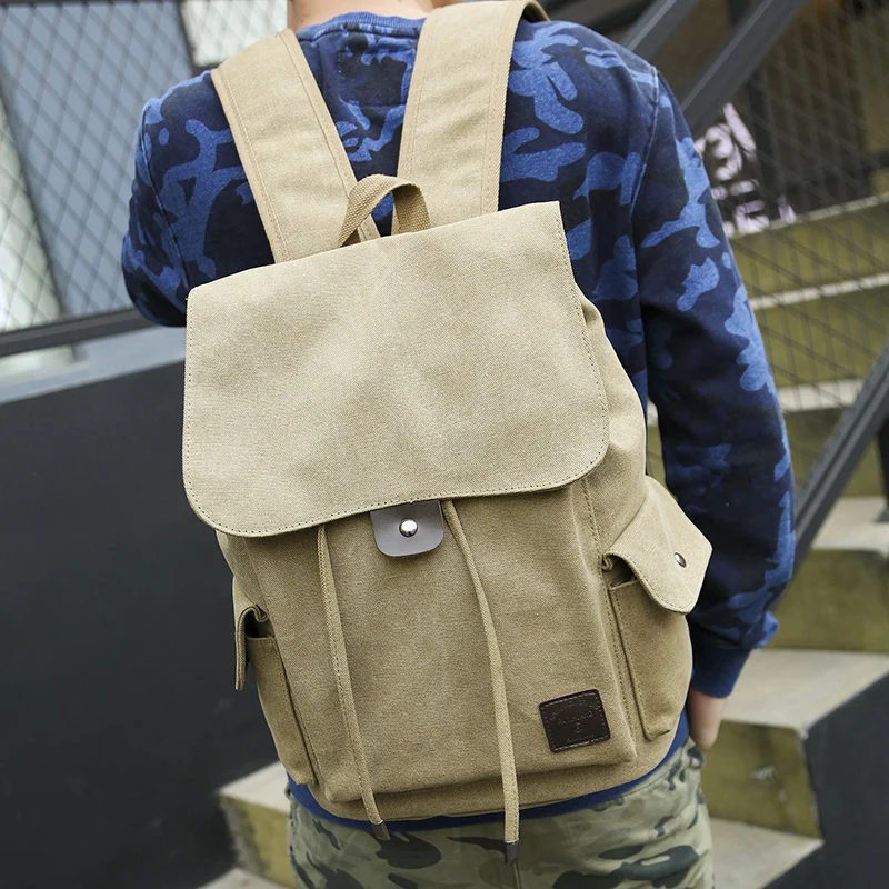 Neue Hohe Qualität Leinwand Männer Rucksack Große Schulter Schule Tasche Rucksack Für Jungen Reise Mode Camping Taschen Mode Einfache Taschen – Detail 4