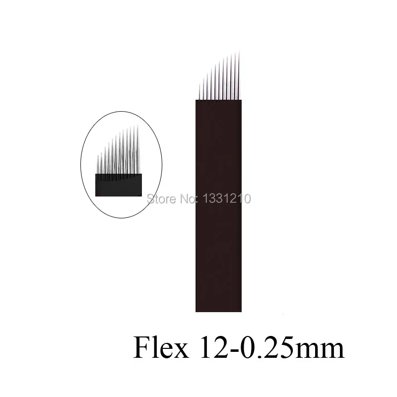 200pcs Microblading Tattoo Needles Permanent Make Up Manual Eyebrow Tattoos Curved Blades Needle White Flexi 12 Pin Blade Agulha