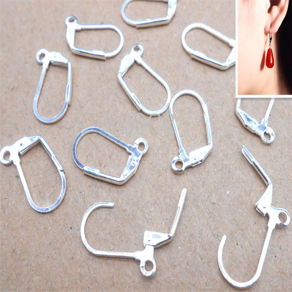 50 PCS/Lot 10x20MM 925 Silver DIY French Earring Hooks Wire Settings Base Hoops Earrings Accessories For Jewelry Making