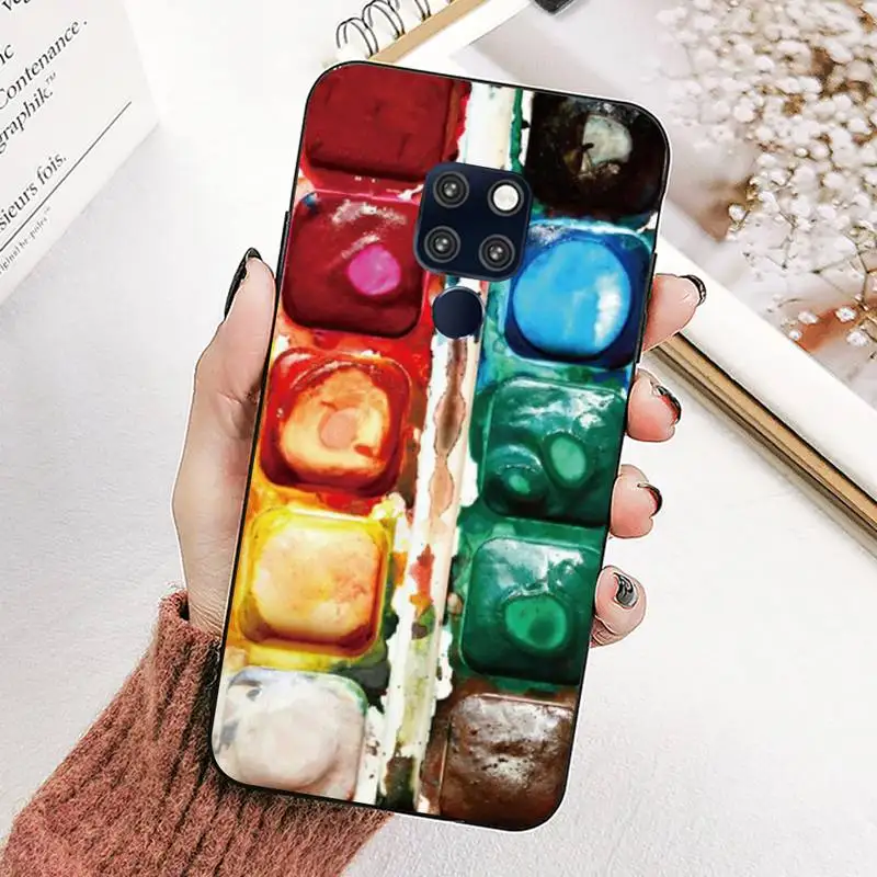 FHNBLJ Colorful Watercolors Set Paint Palette Phone Case for huawei mate 10 20 lite pro X Honor play Y6 5 7 9 prime 2018 2019