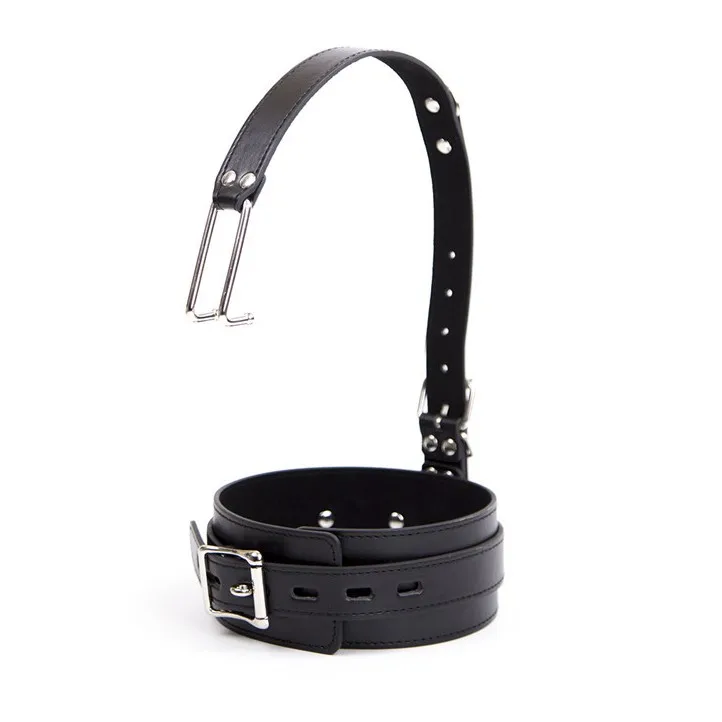 BDSM PU Leather Slave Fetish Bondage Lockable Neck Collar With Nose Hook Restraint Couple Sex Toys