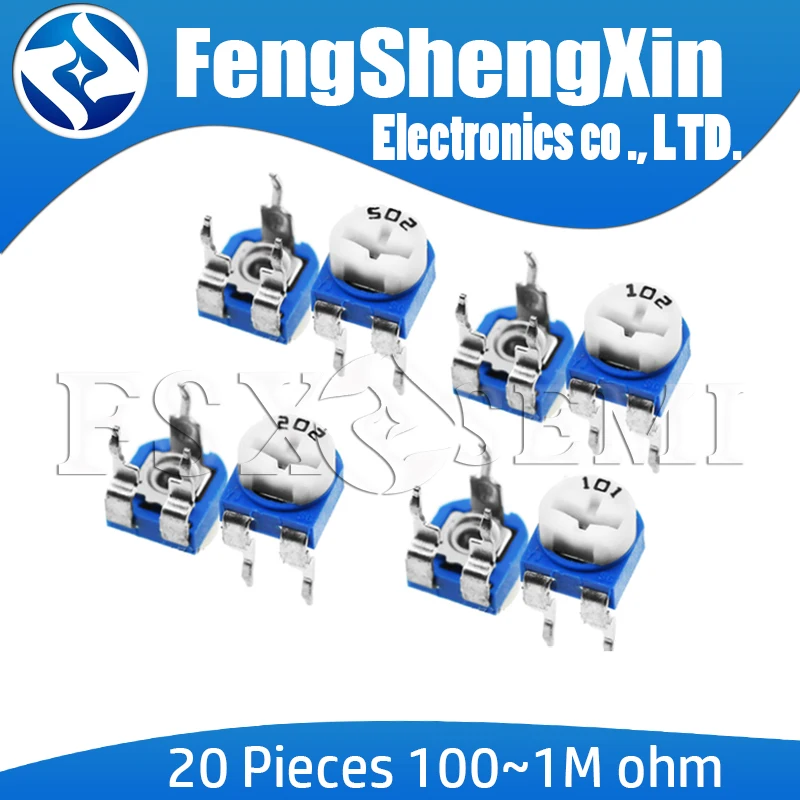 500pcs/lot RM065 RM-065 100 200 500 1K 2K 5K 10K 20K 50K 100K 200K 500K 1M ohm Trimpot Trimmer Potentiometer variable resistor