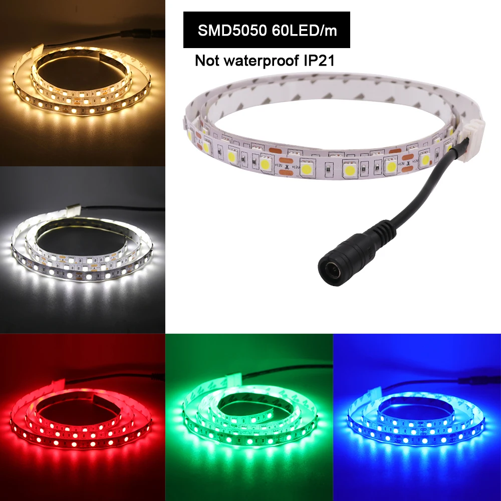 12V LED Strip Light SMD 5050 5054 120LED/m 60LED/m Waterproof Flexible Tape 1m 2m 3m 4m 5m Warm White Red Green Blue String