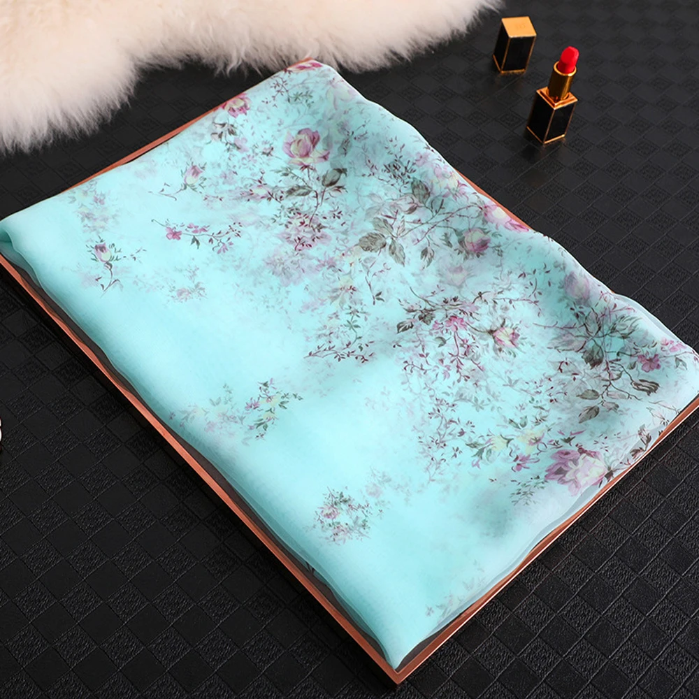 Fashion Women Silk Scarf Female Luxury Brand Print Flower Butterfly Foulard Shawls and Scarves Beach Sunscreen Pashmin Plus