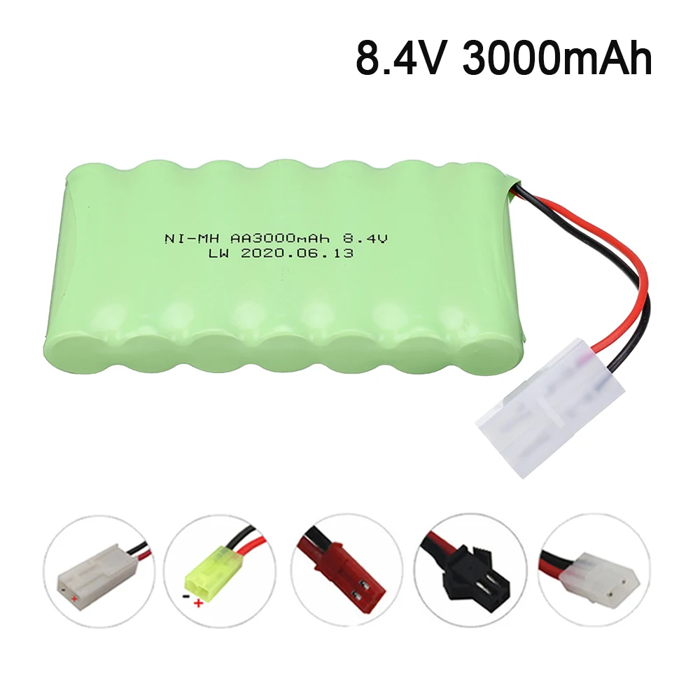 8.4V 3000Mah แบตเตอรี่ NiMH Rc ของเล่นรถถังรถไฟหุ่นยนต์เรือปืน Ni-MH AA 2400Mah 8.4V SM/Tamiya/JST