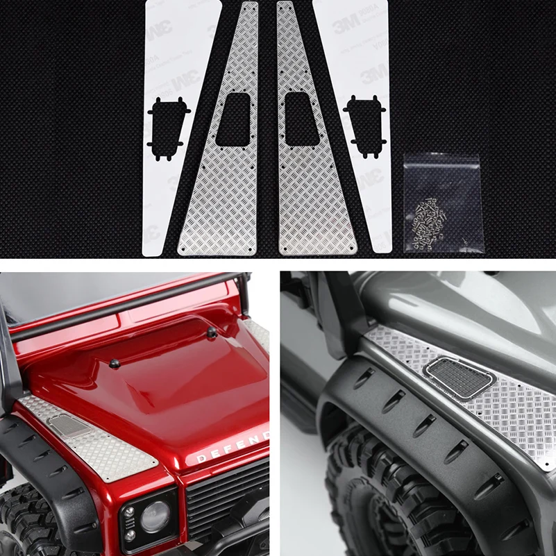 YEAHRUN TRX4 Metal Anti-Skid Plate Intake Grille RC Car Hood Sticker Decoration for 1/10 RC Crawler TRX-4 Upgrade Parts