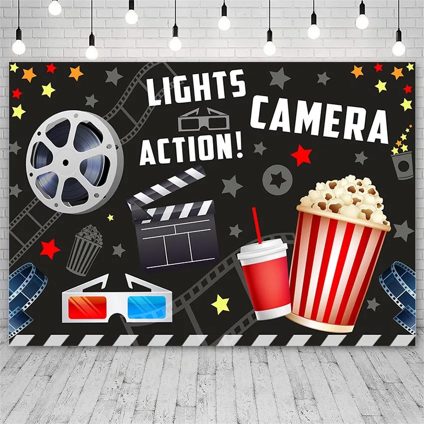 Avezano фон для фотосъемки, свет, камера, экшн-часы, фильм, черные вечерние фоны для фотостудии, декор для фотозоны, баннер