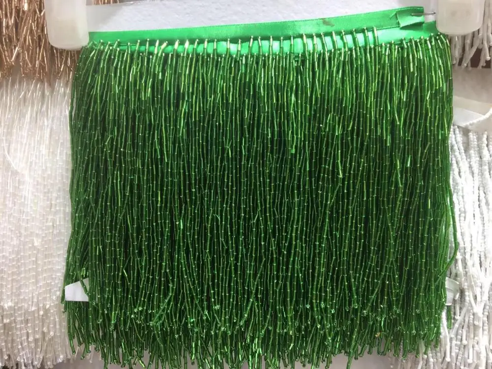 heavy bead fringe tassel trim for dance costume, haute couture dress trimming beading fringe