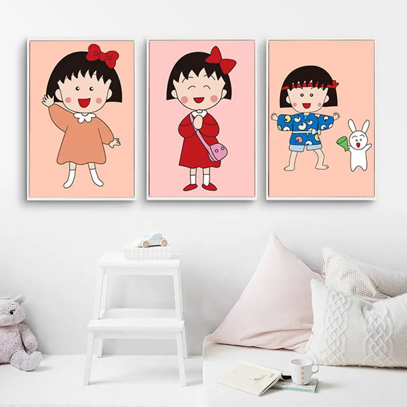 Cute Anime Cherry Maruko Canvas Painting Small Fresh Dining Room Living Room Decoration Wall Art   Posters And Prints Home Decor